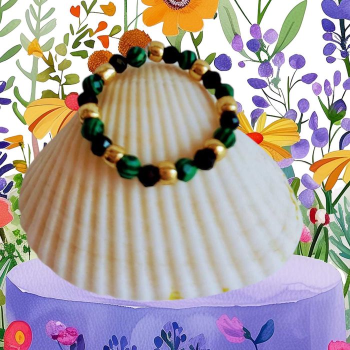 Pierścionek Turmalin i Malachit