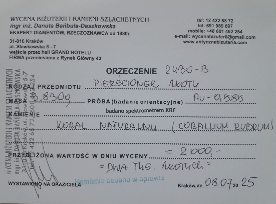 R.16 Retro Pierścionek 3.83g Koral nat. Złoto 585 WYCENA