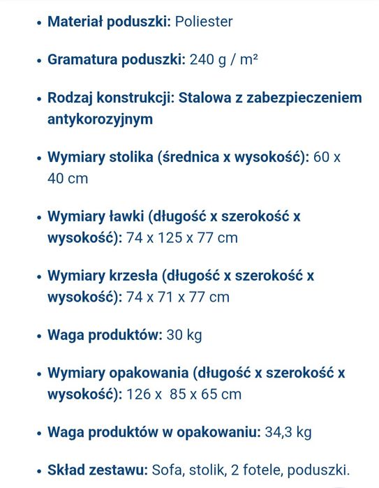 Meble ogrodowe zestaw