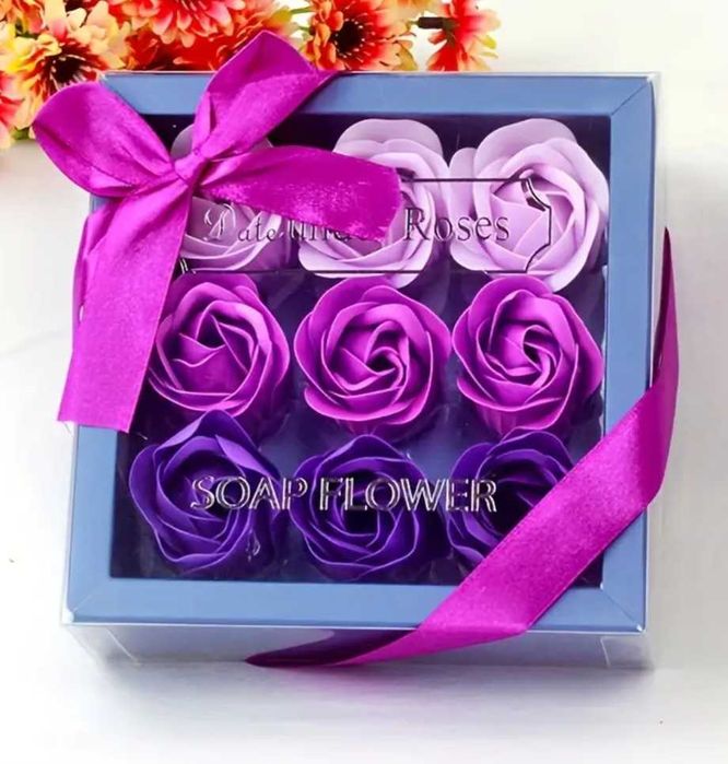 Róże mydlane flower box prezent urodziny