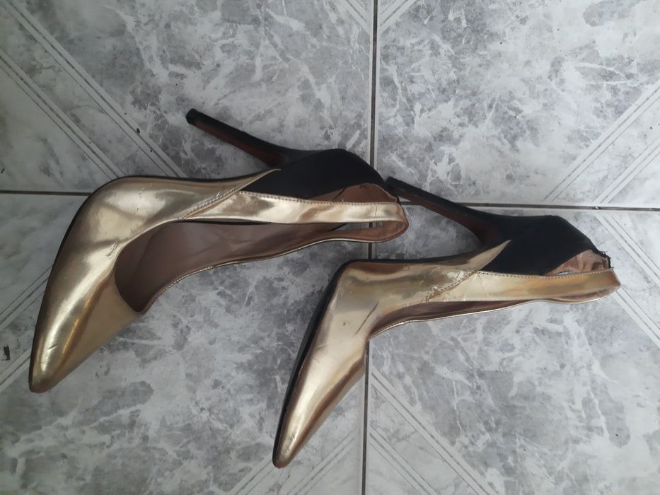 ZARA Woman piękne szpilki złoto czarne 36.5 37