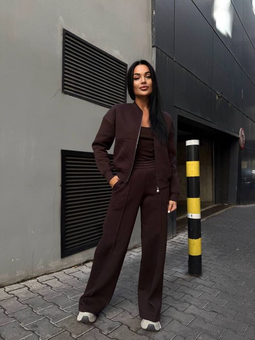 Костюм жіночий темлий штани палаццо зі стрілками і кофта