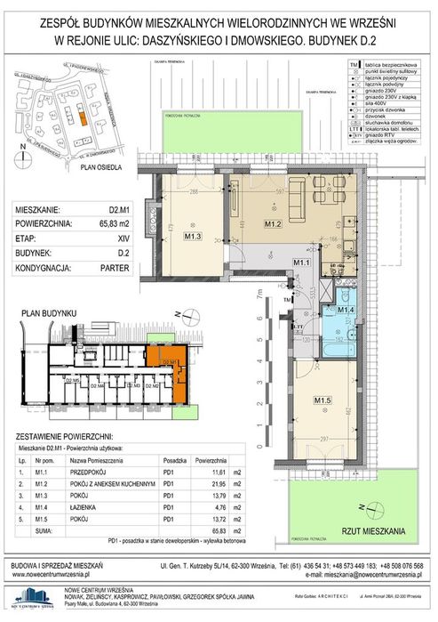 Mieszkanie D2.M1 - 65,83 m² | parter | 3 pokoje | ogródek