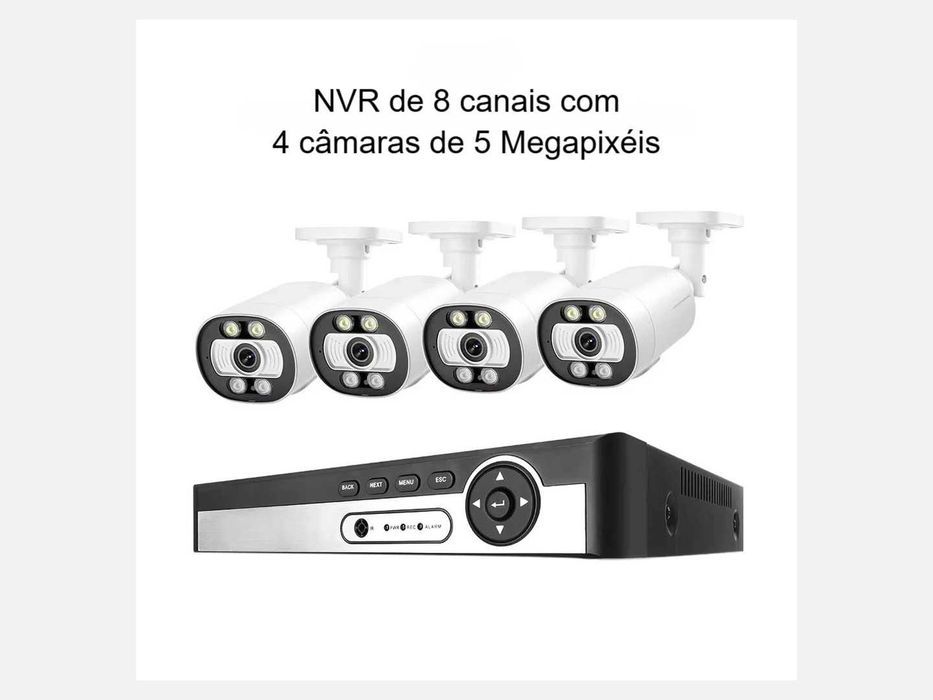 Kit NVR ‼️ 8 Canais ‼️ 4 Câmaras ‼️ 5MP ‼️ Reconhecimento de Rosto