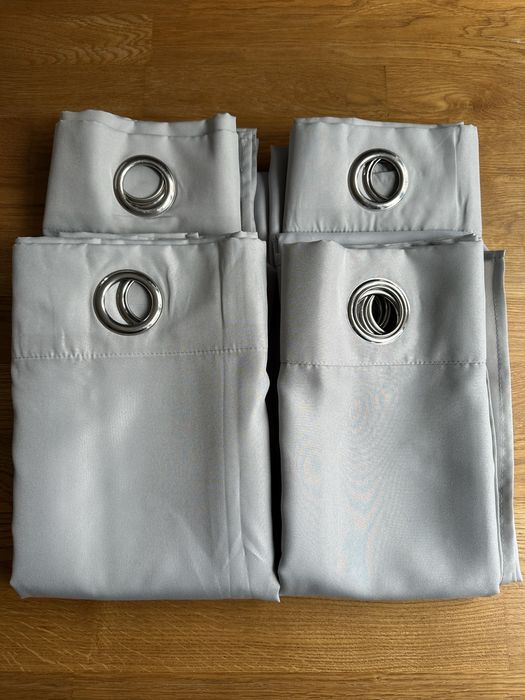 Zasłony na srebrnych przelotkach, szare - 4 SZTUKI