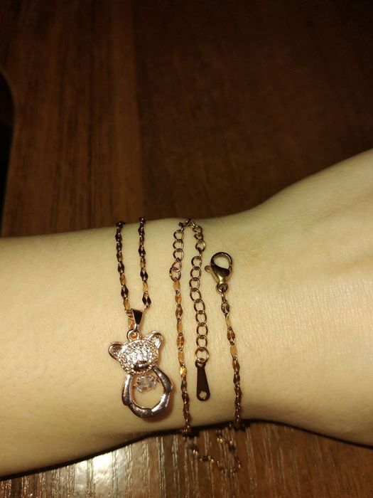 Цепочка біжутерія з ведмежатком та камінцем