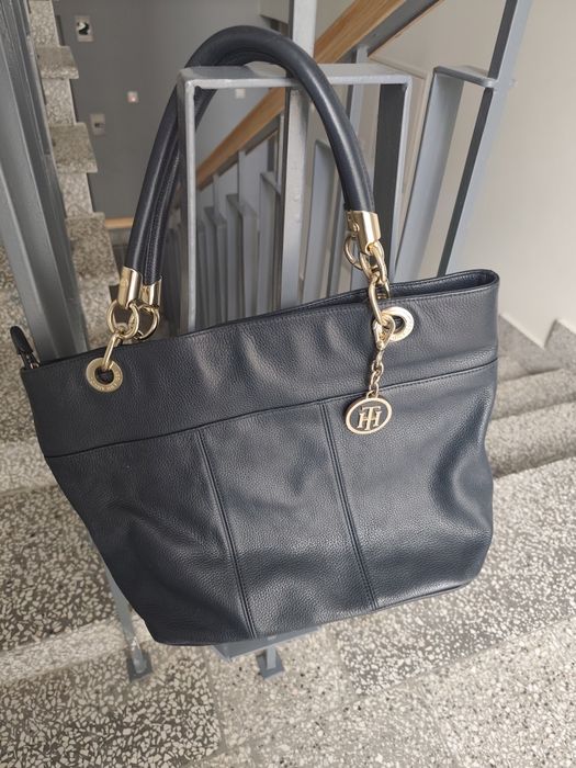 Tommy Hilfiger - oryginał torebka, granatowa, skóra naturalna