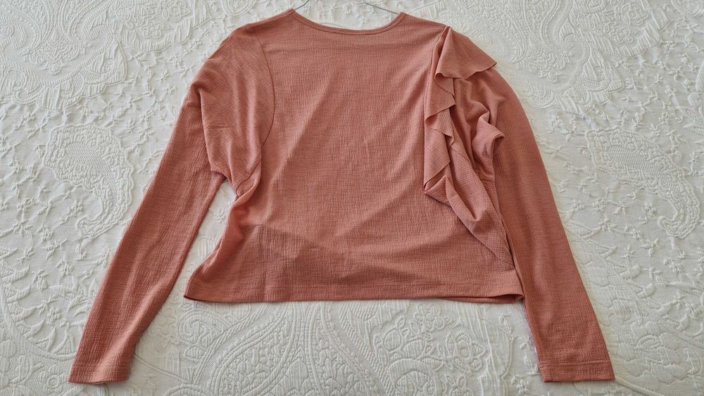 Blusa rosa, managa comprida, Zara, tamanho S