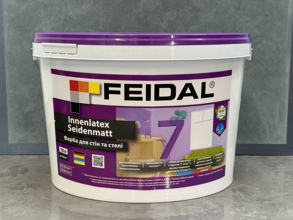 Фарба акрилова Feidal Innenlatex Seidenmatt шовковистий мат білий 10 л