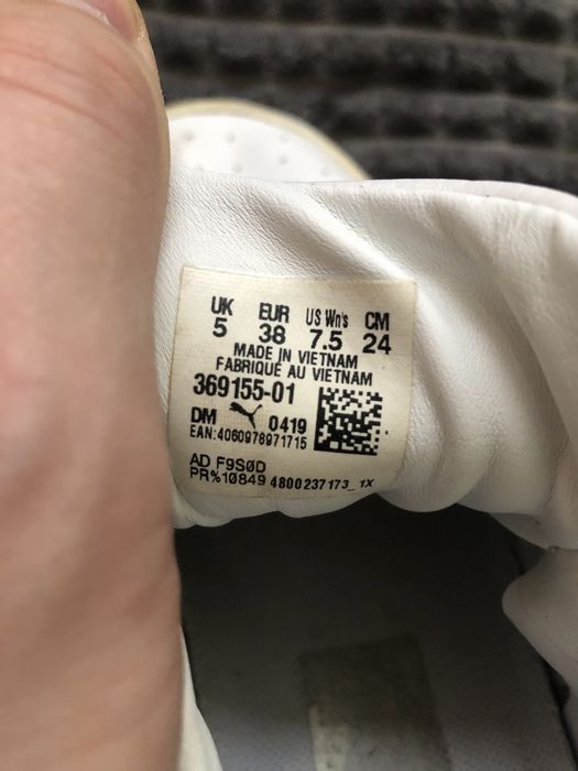 PUMA Cali (38) 24см женские кеды кроссовки белые кожаные оригинал