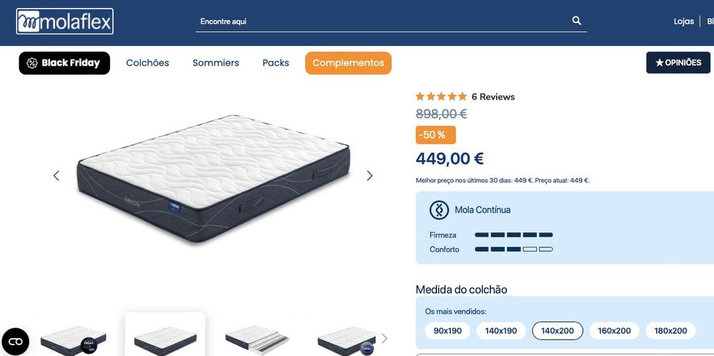 Colchão Molaflex Orion - ExtraFirme - 140x200 - como novo, abril/2025