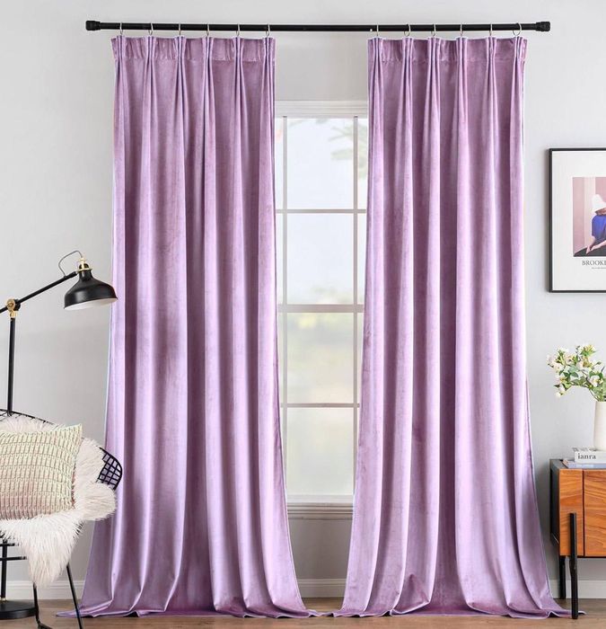 Комплект штор оксамит в ліловому кольорі