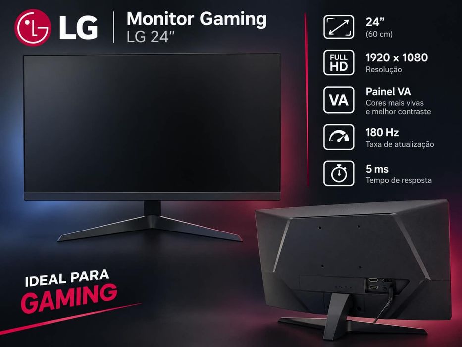 Monitor Selado com caixa original Gaming LG UltraGear 24GS50F-B (24'' - Full HD - VA - 180 Hz - 5 ms)