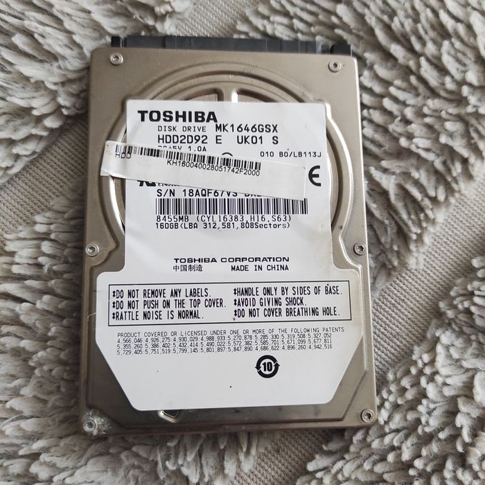 Жесткий диск для ноутбука 160 Gb / Гб Toshiba MK1646GSX 2.5" SATA2 № 2