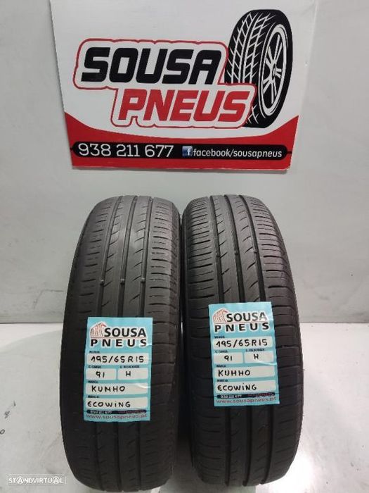 2 pneus semi novos 195-65r15 kumho - oferta dos portes