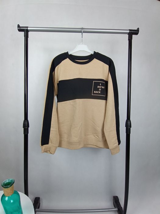 Beżowo-czarna chłopięca bawełniana bluza Sinsay roz. 146