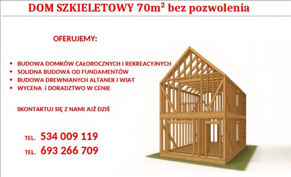 Budowa domu szkieletowego do 70m2