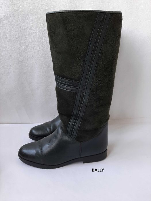 Bally сапоги ориг. замшевая кожа комб. с гладкой кожей овчиной chloe