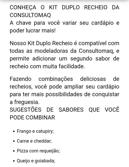 BAIXA DE PREÇO - Máquina de Duplo Recheio da Consultomaq