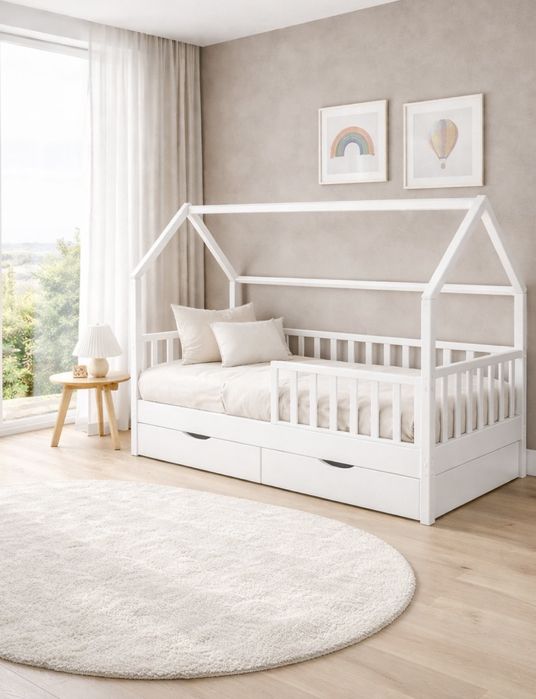 Кровать домик дитяче ліжко будиночок горище матрац чердак монтессорі