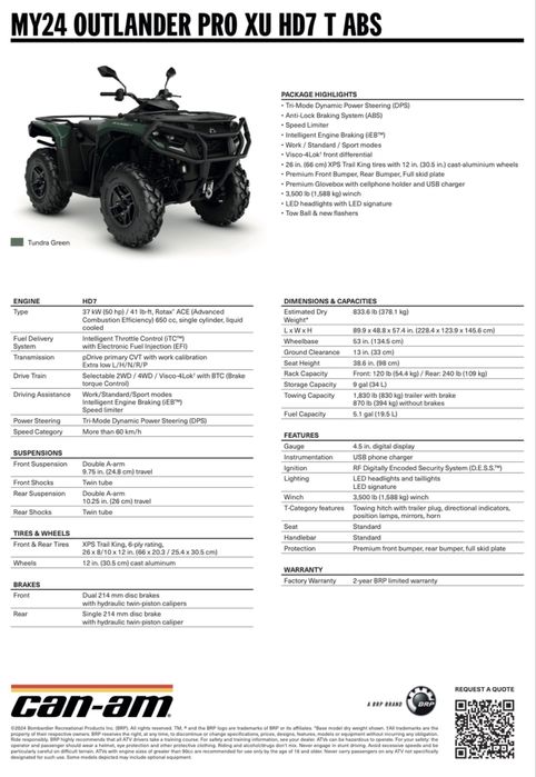 Can-am outlander pro xu HD7 T