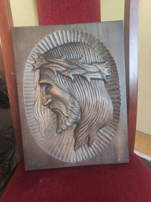 Płaskorzeźba przedstawiająca Jezusa drewniana stara