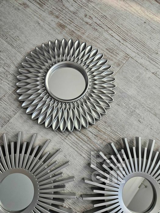 Lustra zestaw 3 luster w srebrnych ramkach do domu na ścianę dekoracja