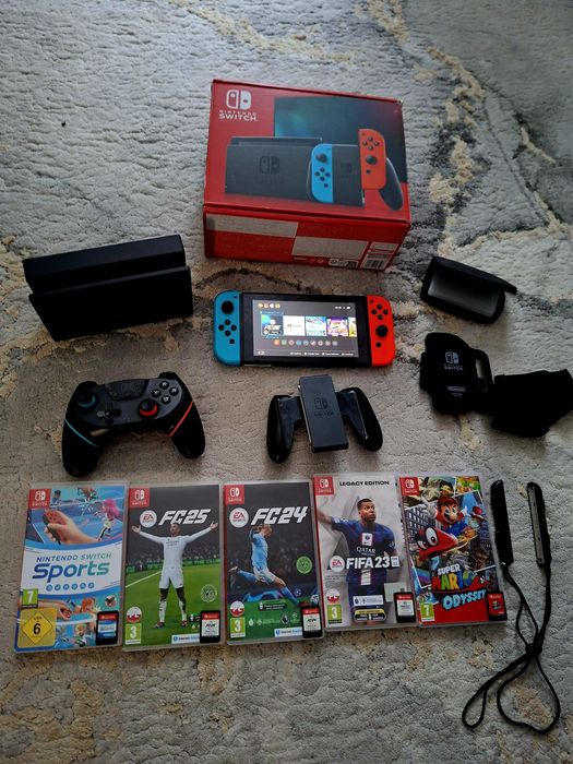 Nintendo switch jak nowe,super zestaw,,dużo gier, fc26, 256gb