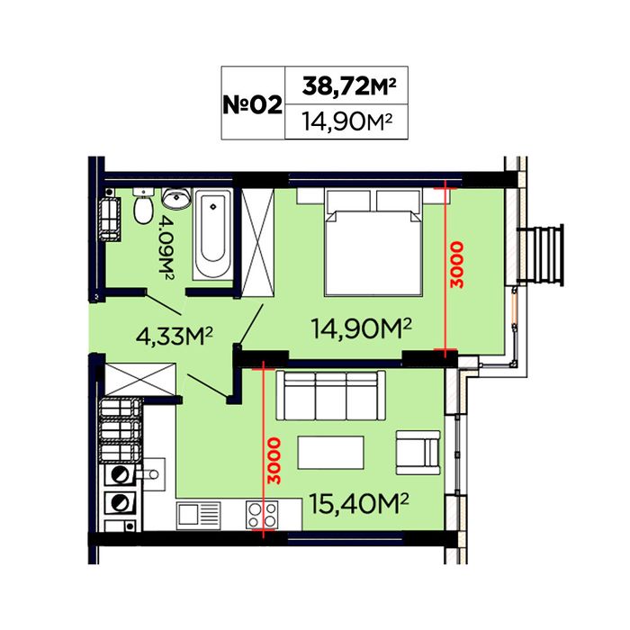 Продаж 1 кімнатної квартири по вул. Бігова, ЖК Щасливий