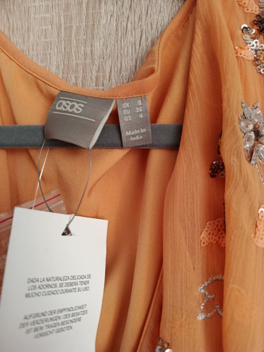 Asos długa pomarańczowa sukienka rozmiar S