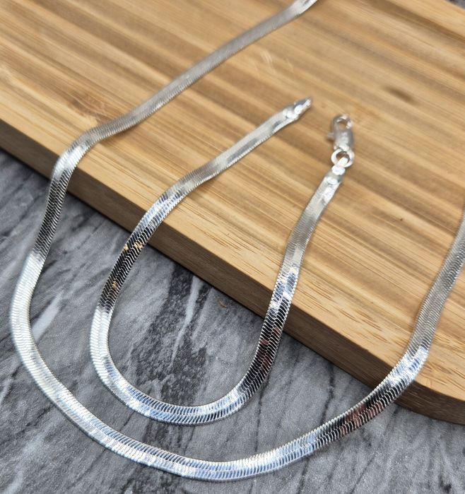 Zestaw Biżuterii Łańcuszek i Bransoletka Żmijka  Platerowane 925