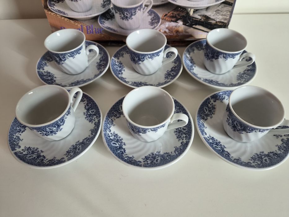 Conjunto chavenas café porcelana Royal Blue para 6 pessoas