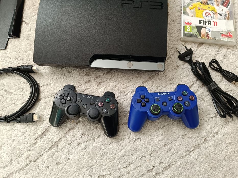 Sony PlayStation 3 Slim, PS3Slim, CECH-2504B, 320GB, 2 pady, okablowanie