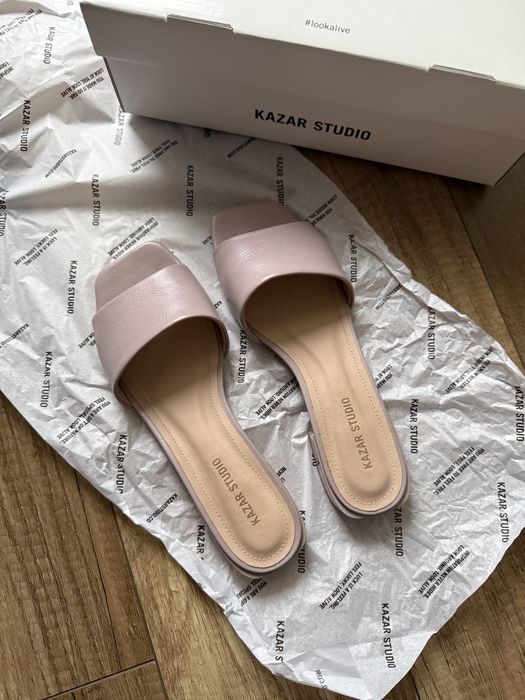 Kazar Studio klapki skórzane w kolorze liliowym