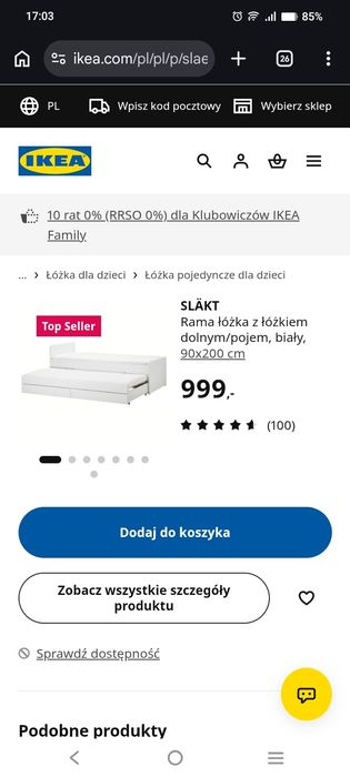 Łóżko łóżka IKEA SLAKT  z dwoma szufladami