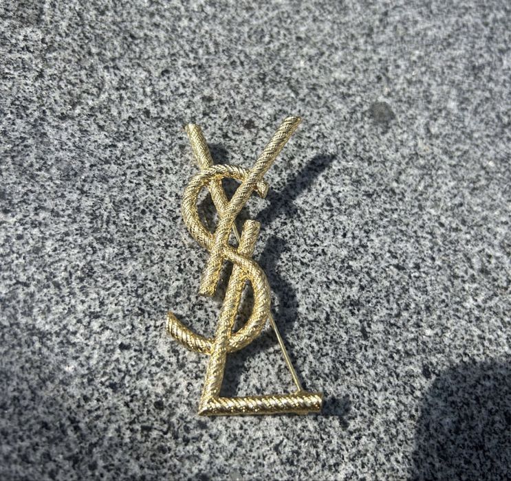 Nowa broszka 7 cm zlota YSL