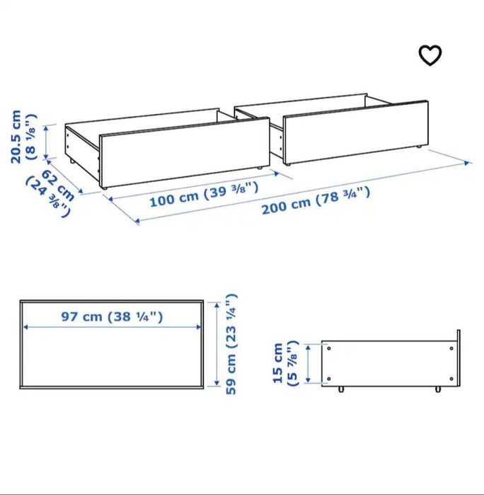 2 Gavetões Arrumação Cama Malm IKEA - BLACK DAYS