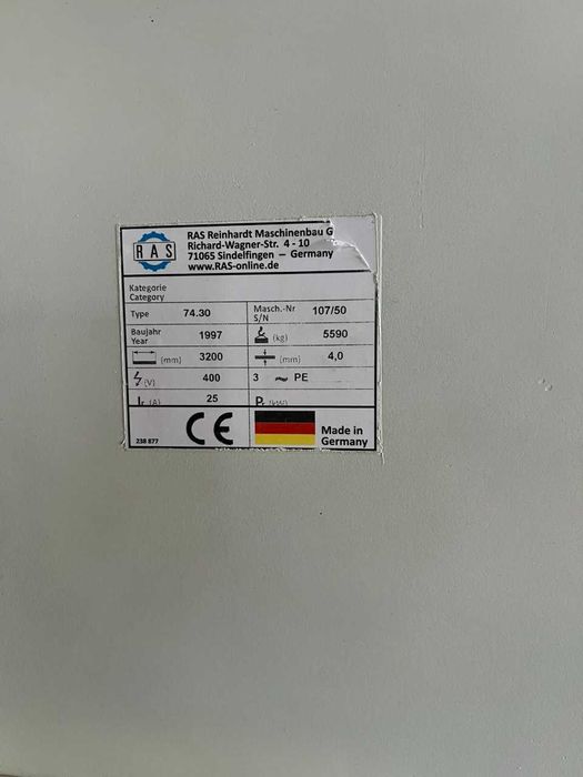 Згинальний верстат з поворотною балкою RAS 74.30 Multibend 2000