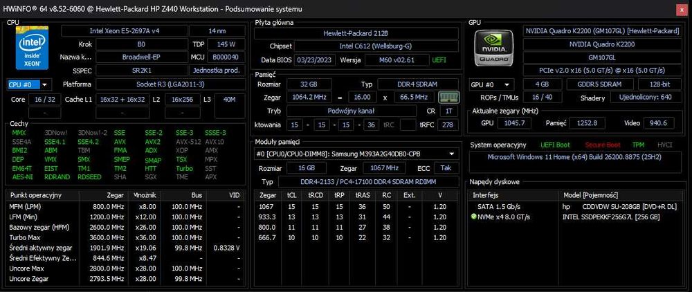 HP Z440 XEON E5 2697A 32 GB ram