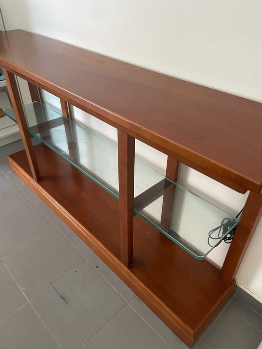 Consola Cerejeira e Vidro
