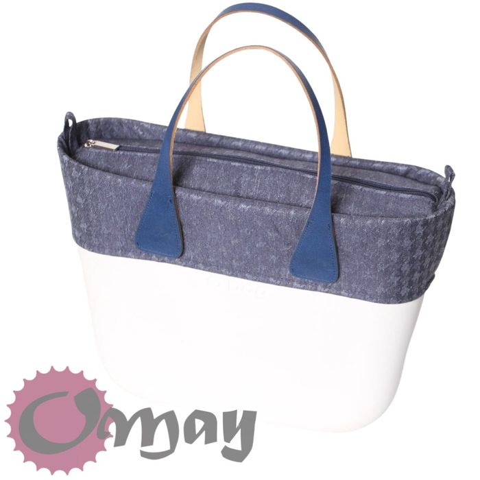 organizer OBAG MINI +OPASKA granatowa pepitka połysk 2 kieszenie OMAY