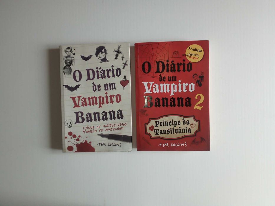 Livros "O Diário de um Vampiro Banana", de Tim Collins, vols. 1 e 2