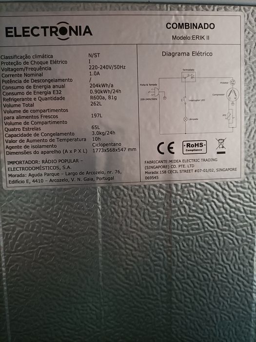 Frigorífico eletrónica combinado
