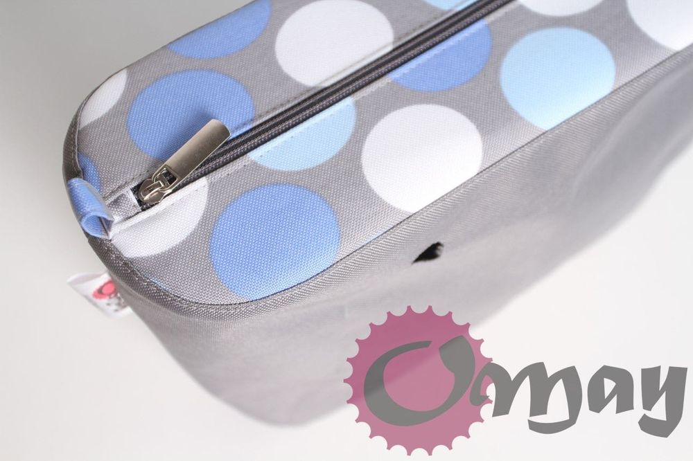 Szary organizer do OBAG MINI grochy niebieskie błękit 2 kieszenie OMAY