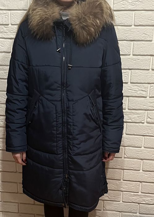 Kurtka zimowa, naturlany kołnierz jenot