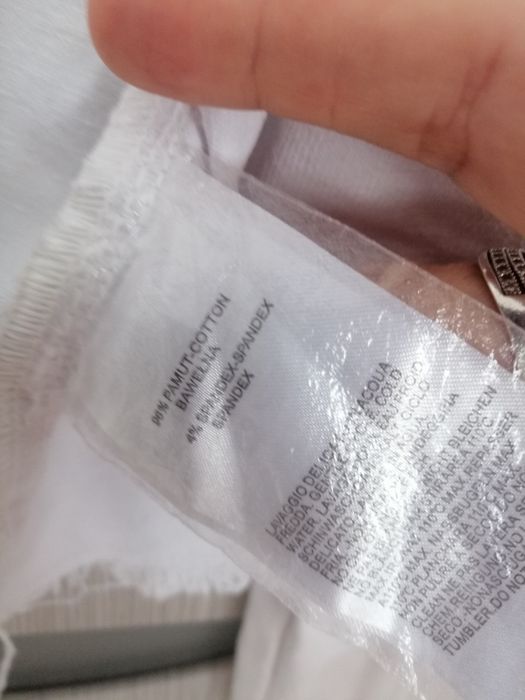 Biała katana jeansowa tygrys cyrkonie diamenciki bawełna M S
