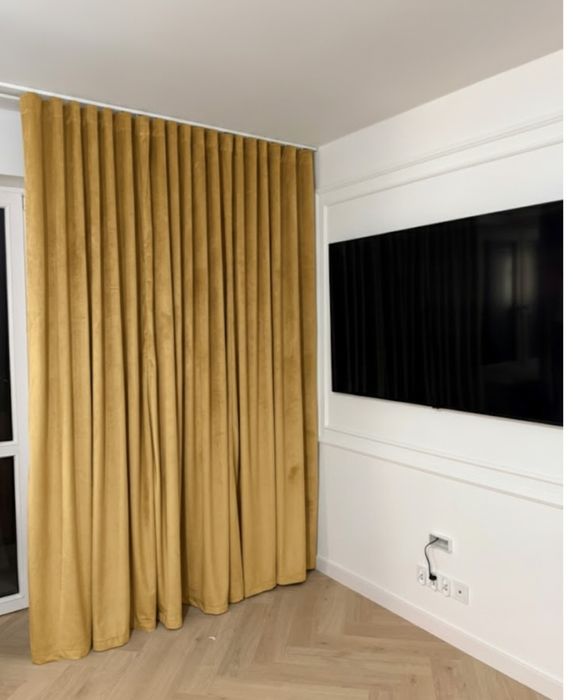 Welurowa Zasłona Premium musztardowa