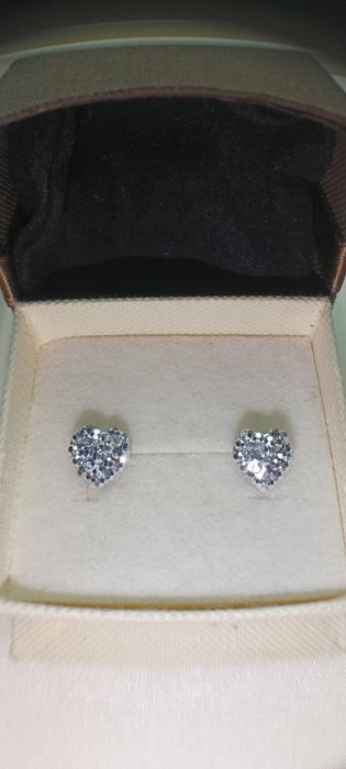 srebrne 925 sztyfty kolczyki błyszczące serduszka