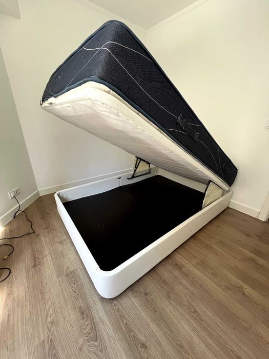 Cama sommier KVITSÖY estofada em branco 140x200cm - IKEA