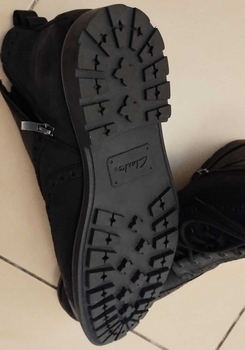 Buty zimowe Clarks Westcombe Limit czarny mat z naturalnej skóry brogs